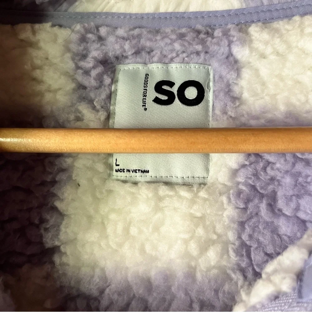 🎉HP🎉 SO Cozy Purple Checkered Fleece Pullover - Picture 5 of 13